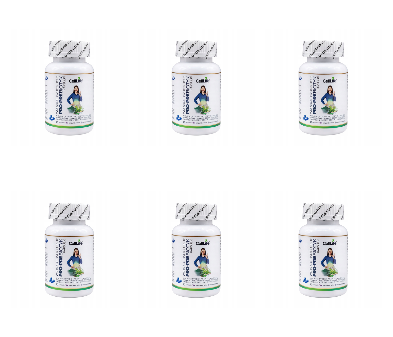 Suplement diety CELL LIFE PRO-PRE BIOTIC wsparcie twoich jelit 30 kapsułek — Pakiet 6 szt.