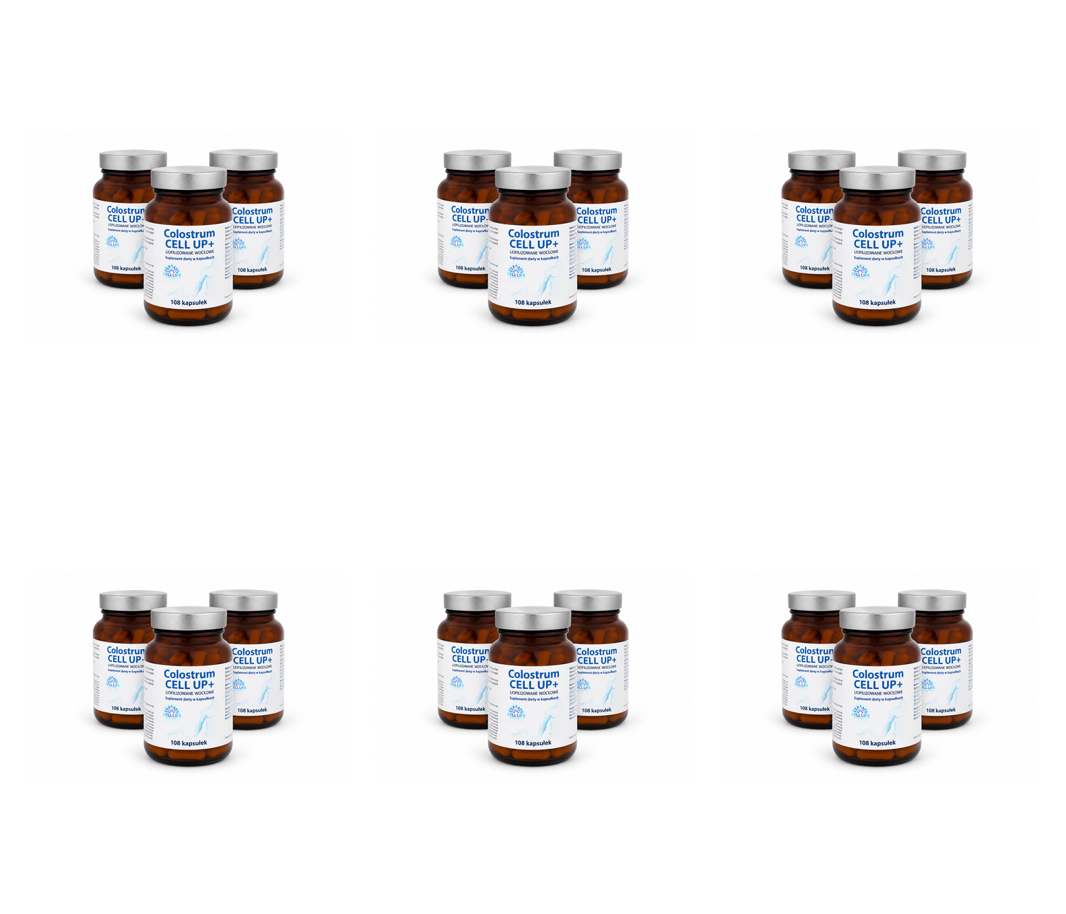 Cell Up Colostrum+ 3 x 108 kaps - odporność energia stres siara bydlęca — Pakiet 6 szt.