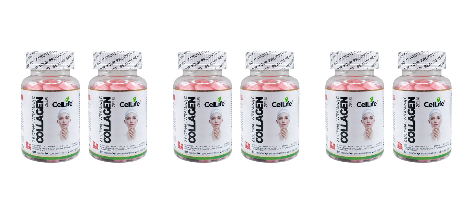 Suplement diety CELL LIFE Collagen z biotyną i witaminą C 120 żelków — Pakiet 3 szt.