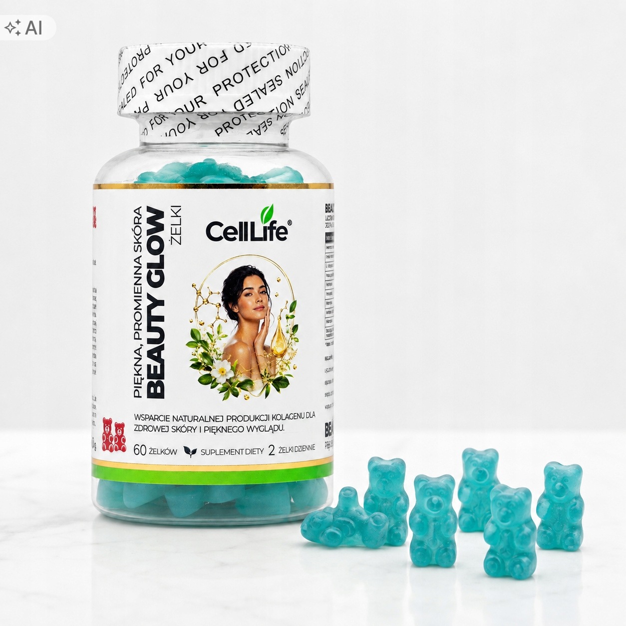 Cell Life Beauty Glow Żelki włosy skóra paznokcie L-Glutation 500 mg 120szt.