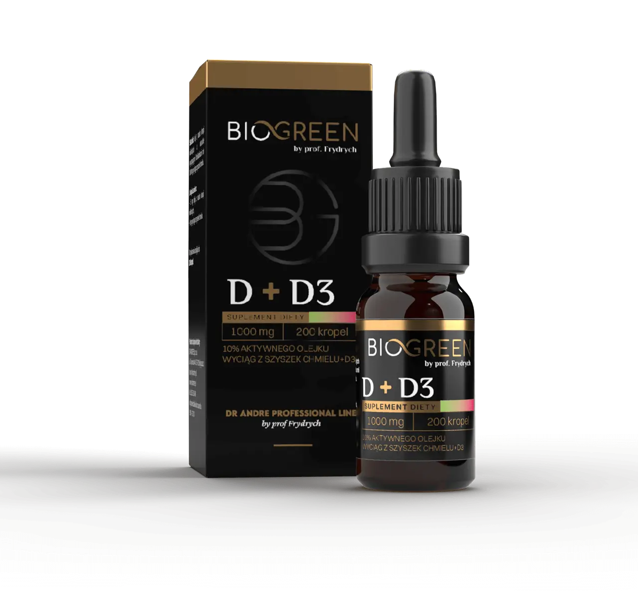 Olej konopny CBD 10% z wyciągiem z szyszek chmielu + witamina D3