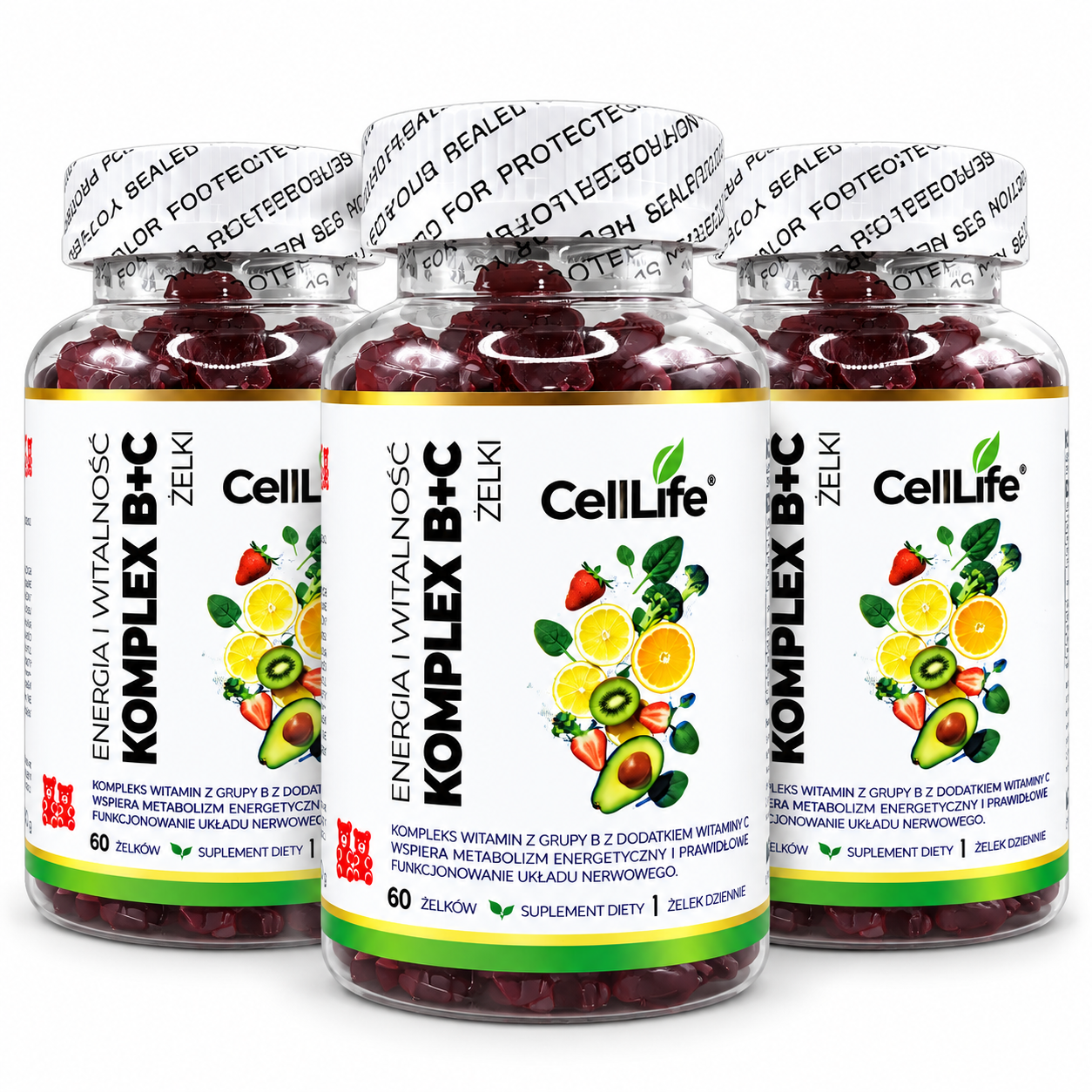 Suplement diety Cell Life KOMPLEX B C energia i witalność 3x60 żelków