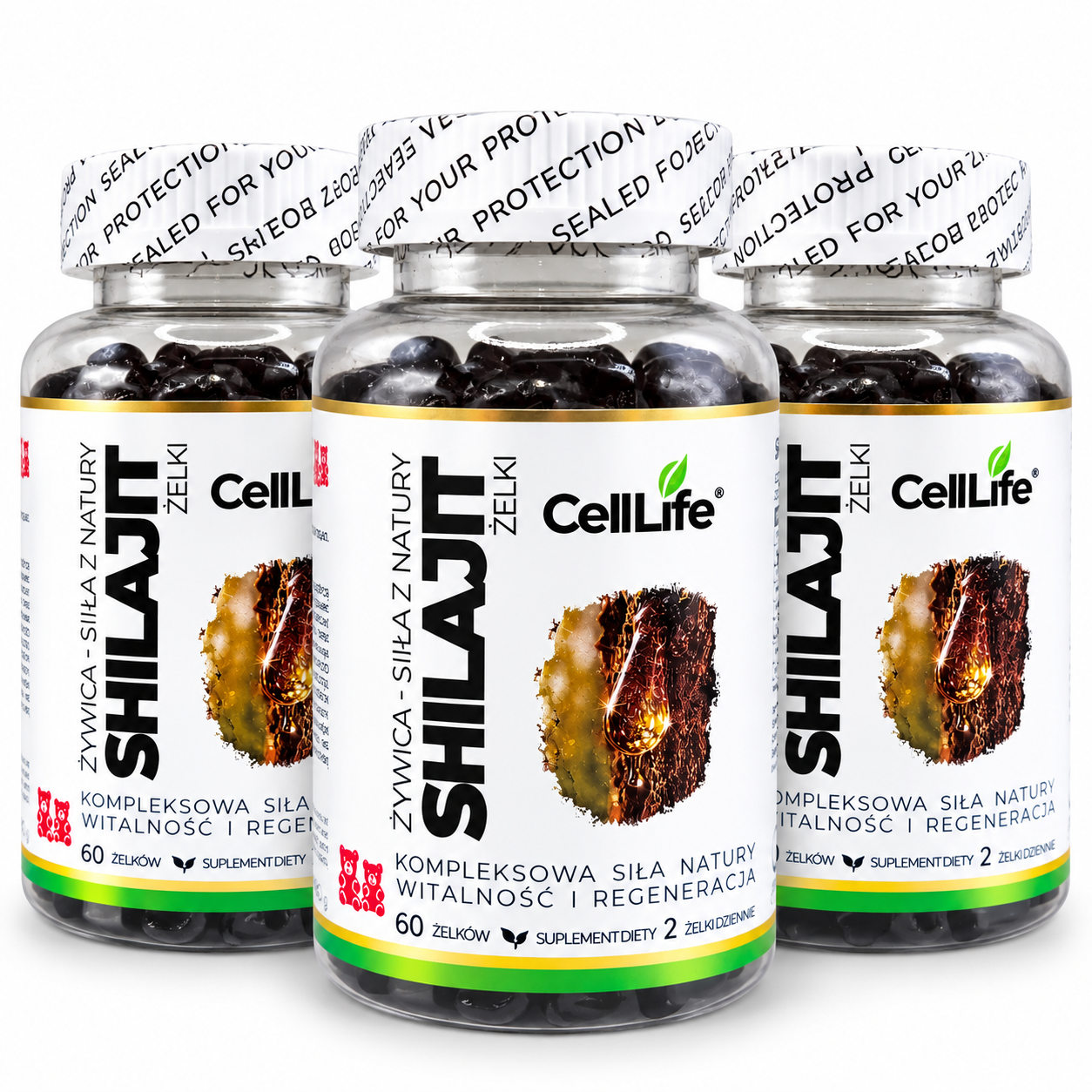 SHILAJIT Żelki z żywicy naturalnej Witalność i regeneracja organizmu 3x60szt Cell Life