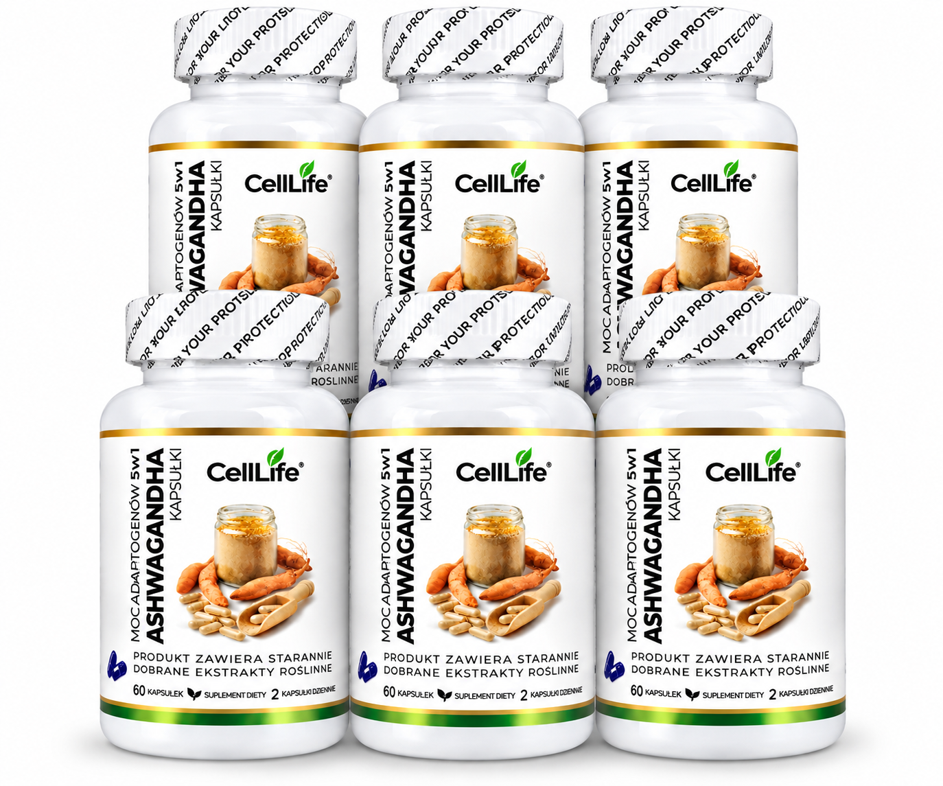 Suplement diety ASHWAGANDHA moc adaptogenów 15w1 Cell Life 6x60 kapsułek