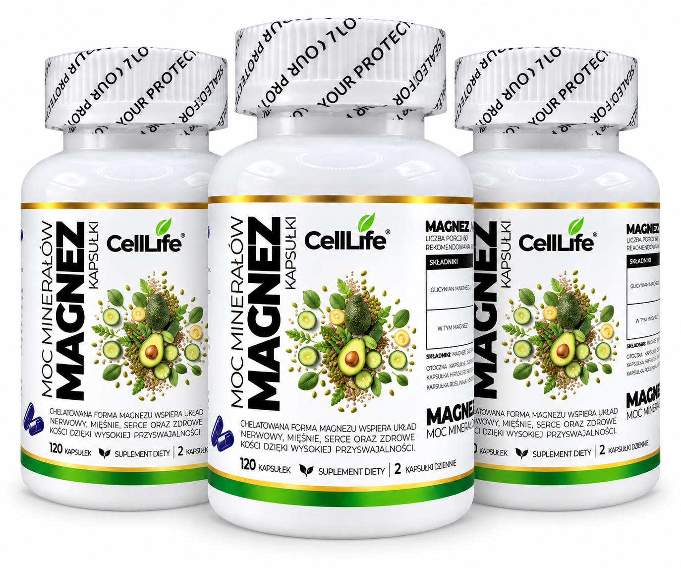 Zestaw Cell Life MAGNEZ – Moc minerałów, 3x120 kapsułek 