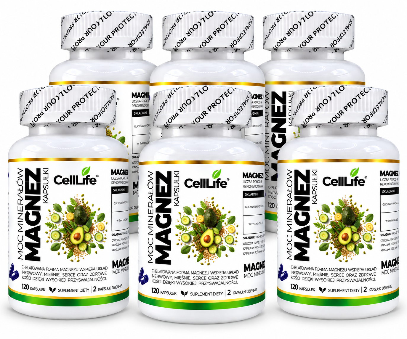 Zestaw Cell Life MAGNEZ – Moc minerałów, 6x120 kapsułek 