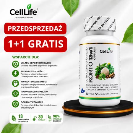 KORTO 1 + 1  GRATIS wyciszenie organizmu 13w1 - redukcja stresu, 60szt, kapsułki