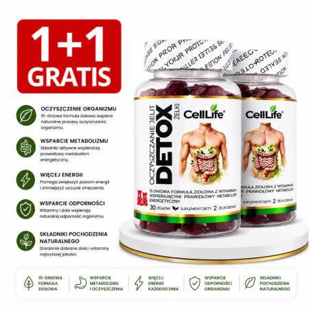 DETOX, 1+1 Gratis - 15-dniowa oczyszczająca kuracja na jelita, 30szt, żelki