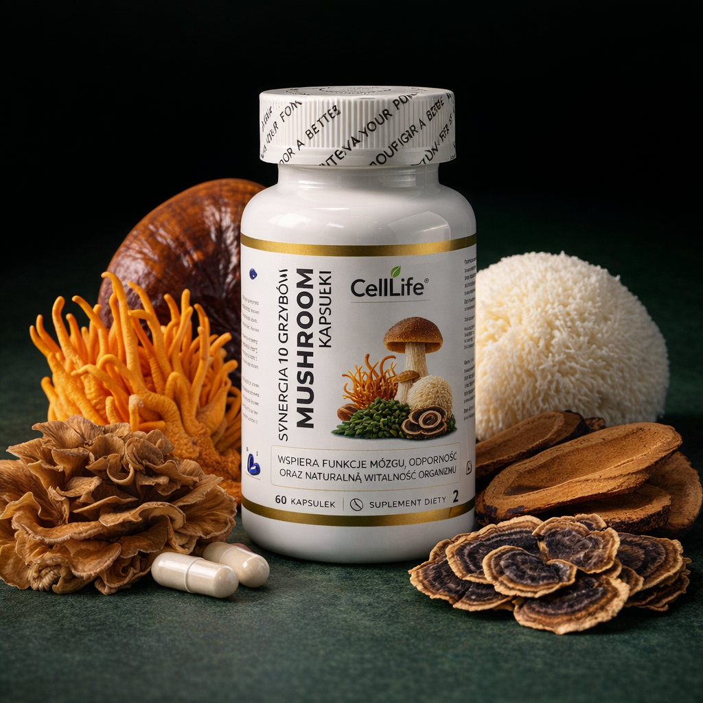 Suplement diety CELL LIFE MUSHROOM synergia 10 grzybów 60 kapsułek
