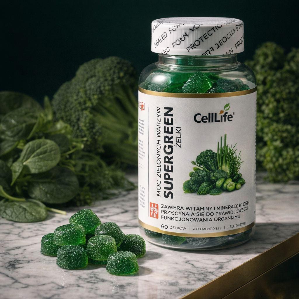 Suplement diety Cell-Life Supergreen Moc zielonych warzyw żelki 60 sztuk