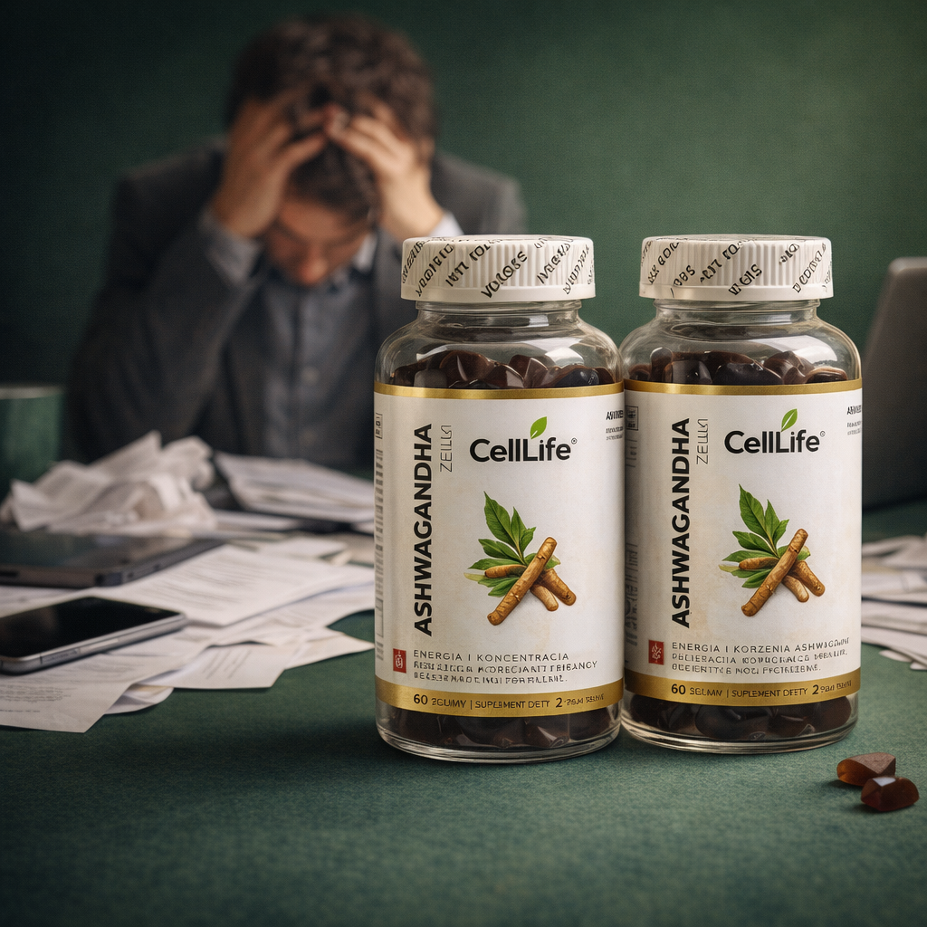 Suplement diety CELL LIFE ASHWAGANDHA energia i koncentracja 2x60 żelków