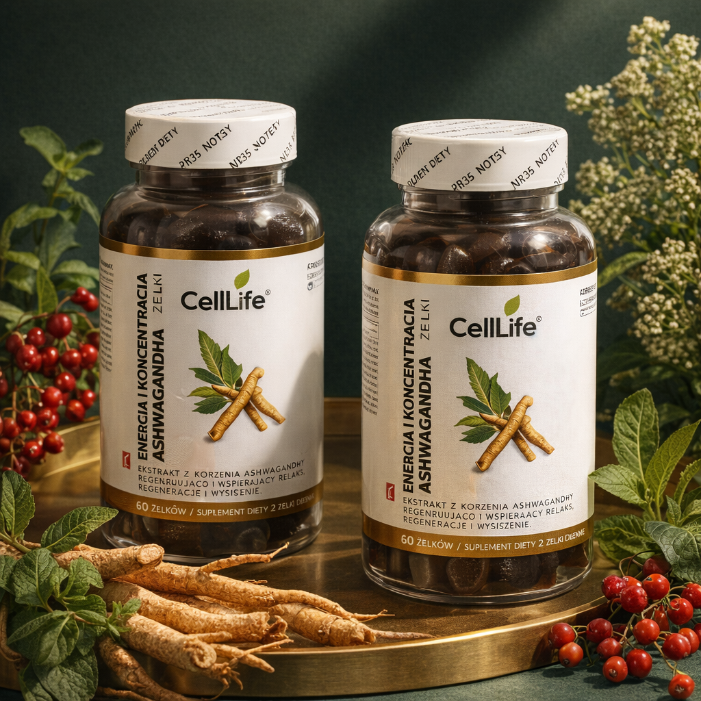 Suplement diety CELL LIFE ASHWAGANDHA energia i koncentracja 2x60 żelków