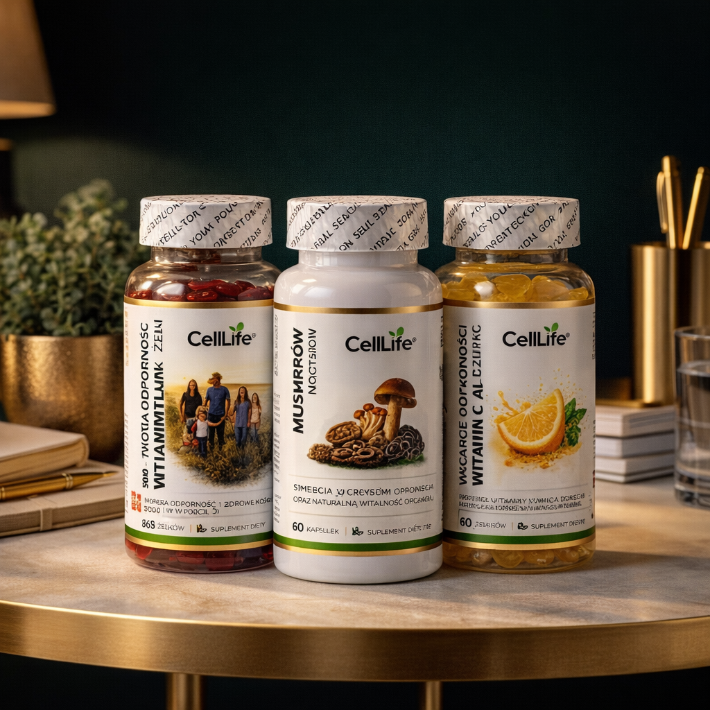 Zestaw Suplementów CellLife Witamina D3 C Mushroom Odporność Energia