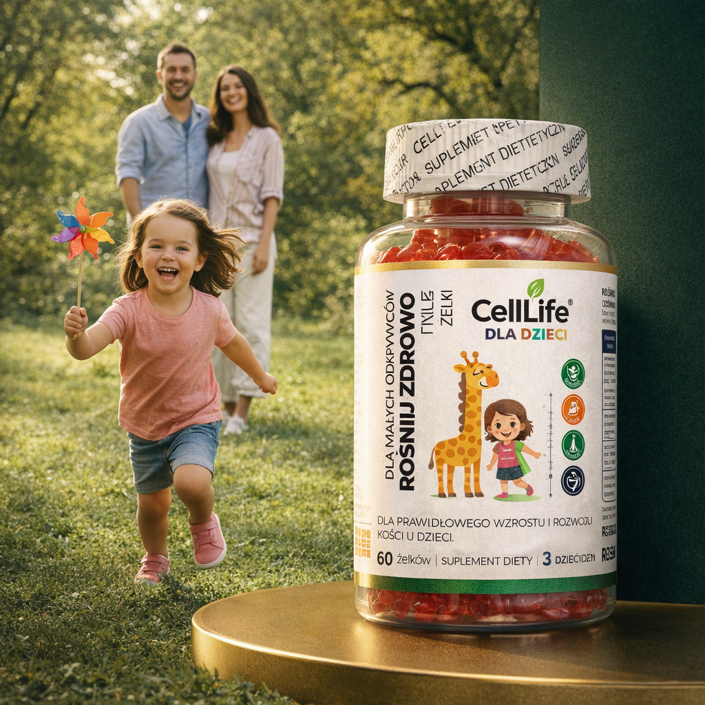 Cell Life Żelki dla Dzieci Rośnij Zdrowo D3 K2 MK7 Cynk Witamina C 60 szt