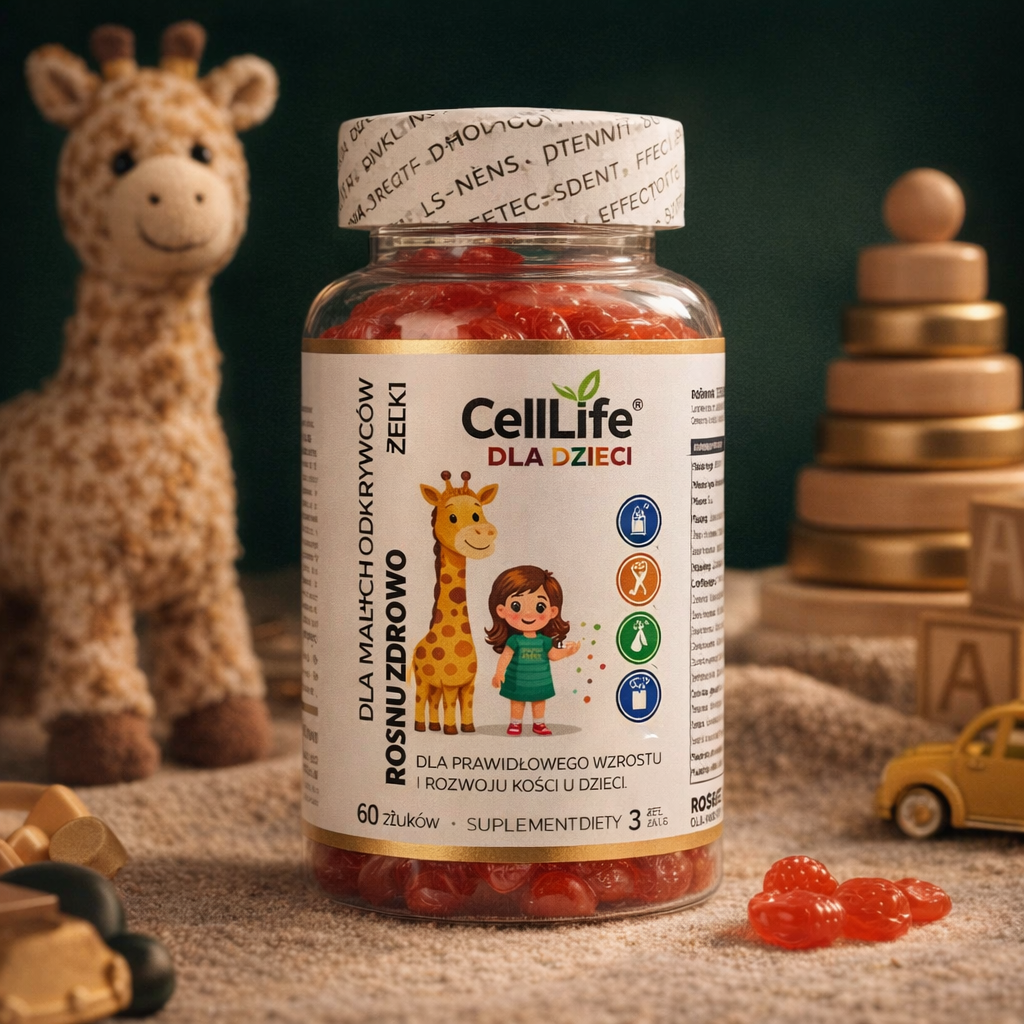 Cell Life Żelki dla Dzieci Rośnij Zdrowo D3 K2 MK7 Cynk Witamina C 60 szt