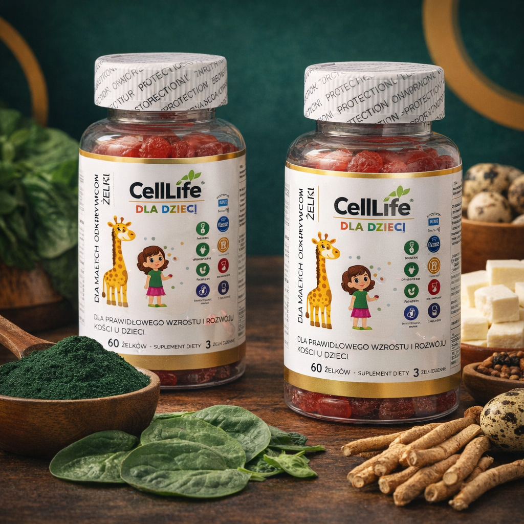 Cell Life Żelki dla Dzieci Rośnij Zdrowo D3 K2 MK7 Cynk Witamina C 120 szt