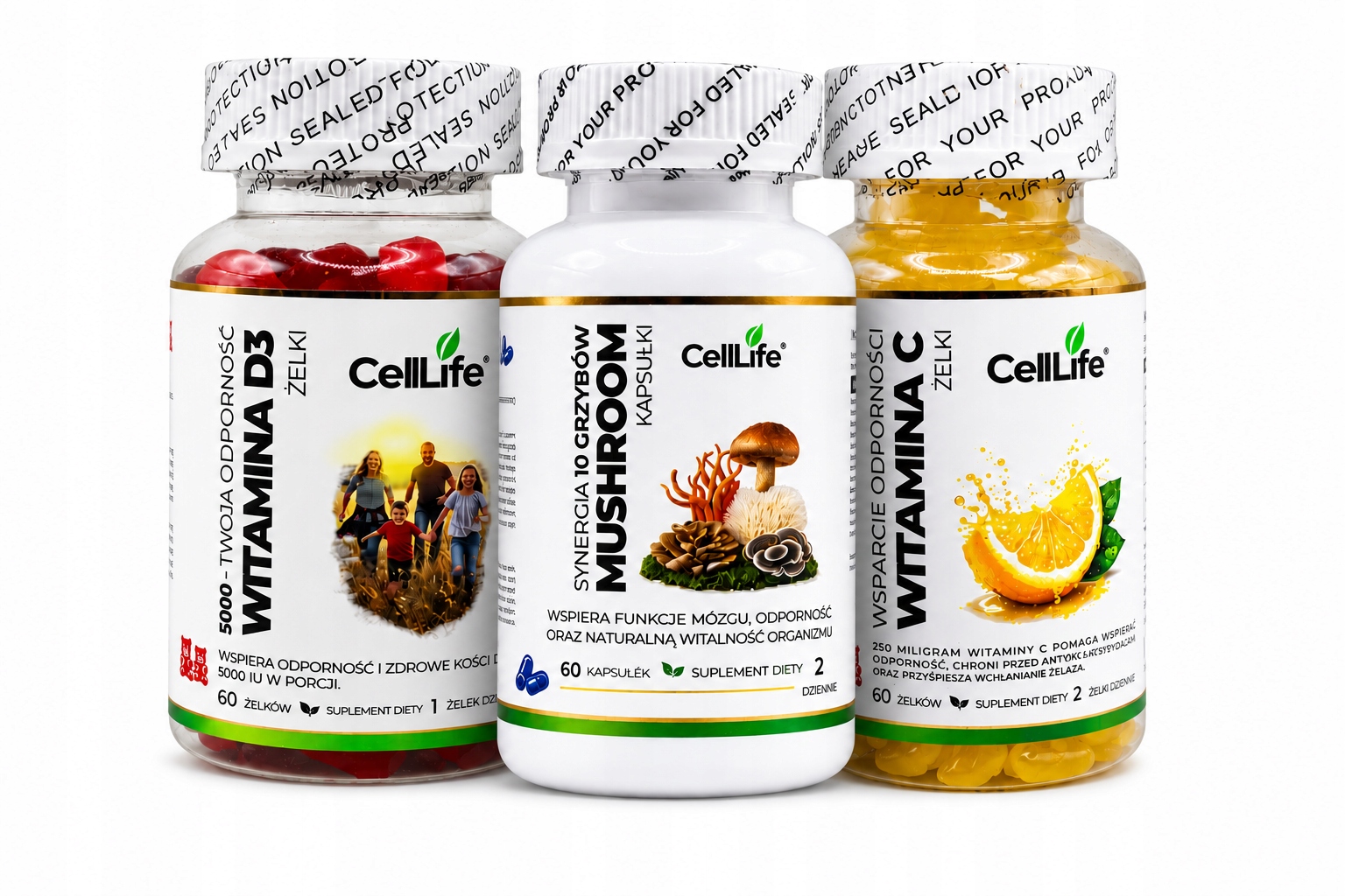 Suplement Cell Life Witamina D3 K2 Omega 3 + Witamina C Odporność Energia