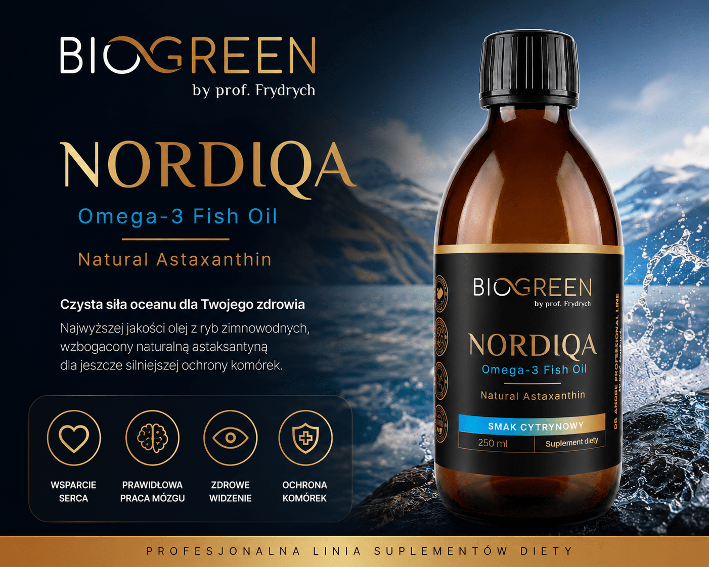 NORDIQA Omega-3 3000 mg EPA + DHA z Astaksantyną 250 ml